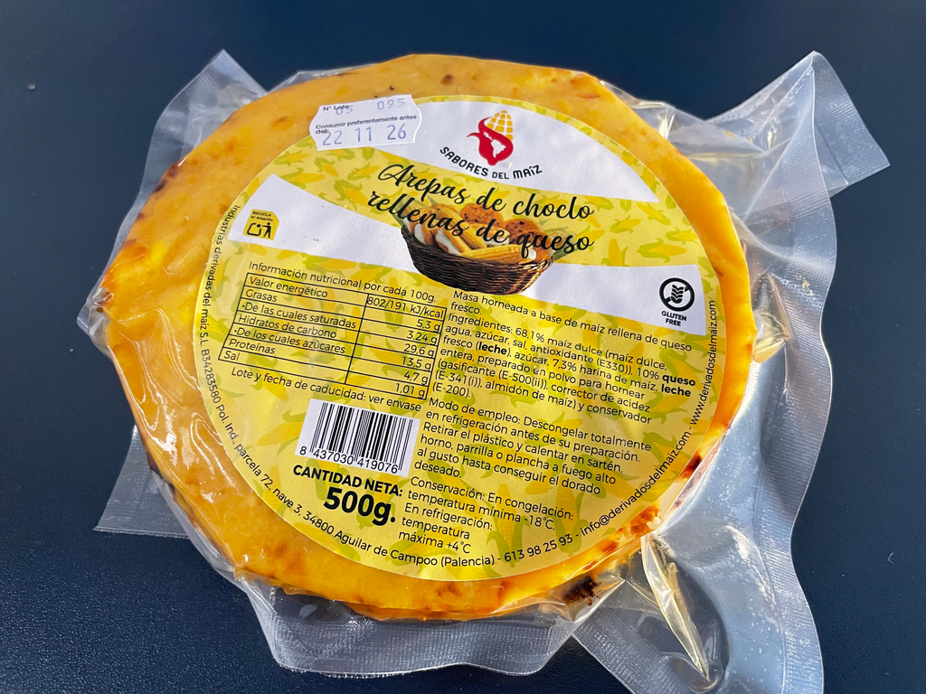 Arepa de Choclo rellena de queso 3 uds. 500g